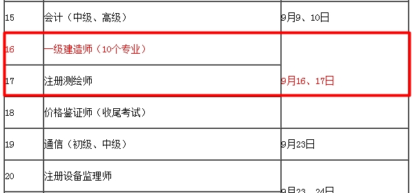 【考試時(shí)間公布】2017年一級(jí)建造師考試時(shí)間為9月16、17日