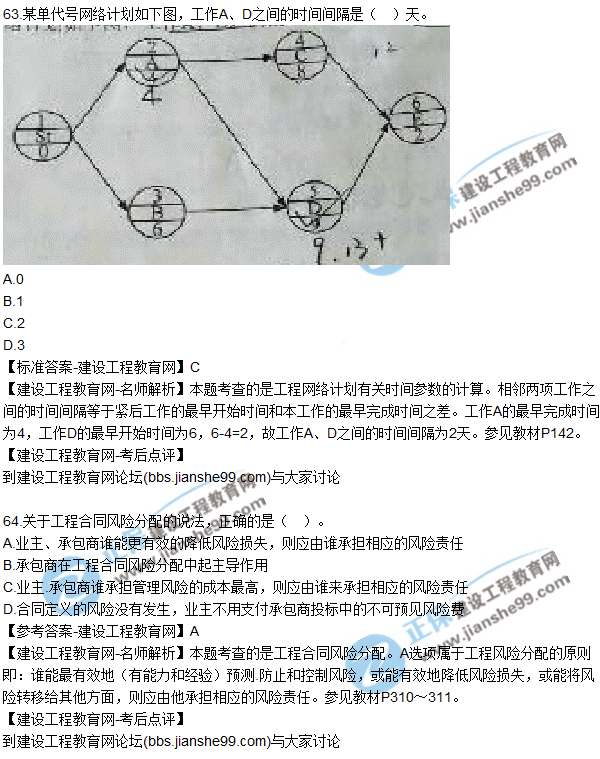 2017年一級建造師《項(xiàng)目管理》試題及答案（61-70）